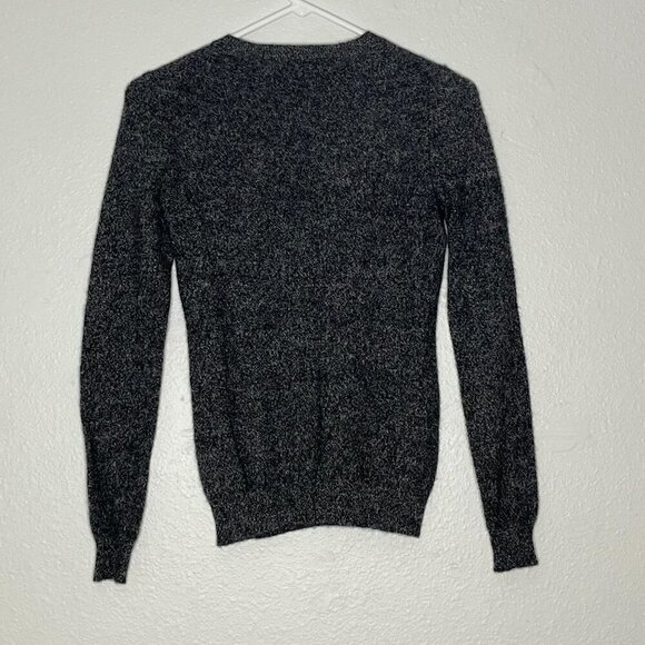 Lord‎ & Taylor 100% Cashmere Petite Crewneck Sweater Knit Marled Black White PXS - Picture 5 of 6